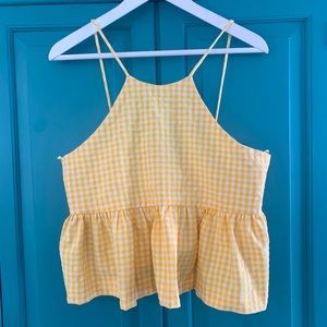 Zara Yellow Gingham Halter Top (S)
